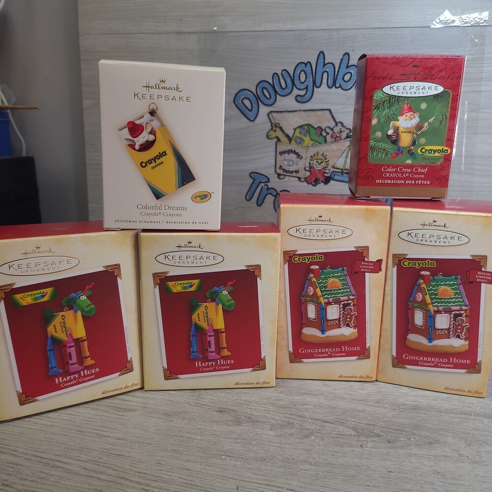 Hallmark Keepsake Crayola Ornament Lot 2001 2004 2005 2007 Collector Series